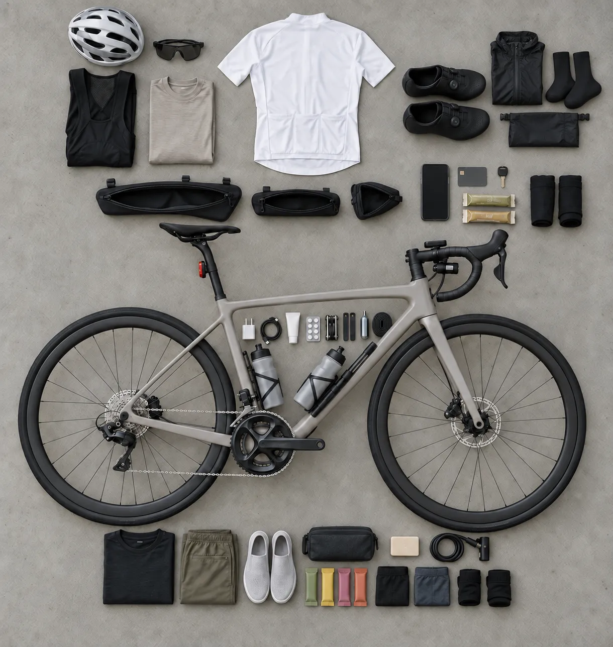 Load for 48 h · mild · wet, laid out beside the bike, from above